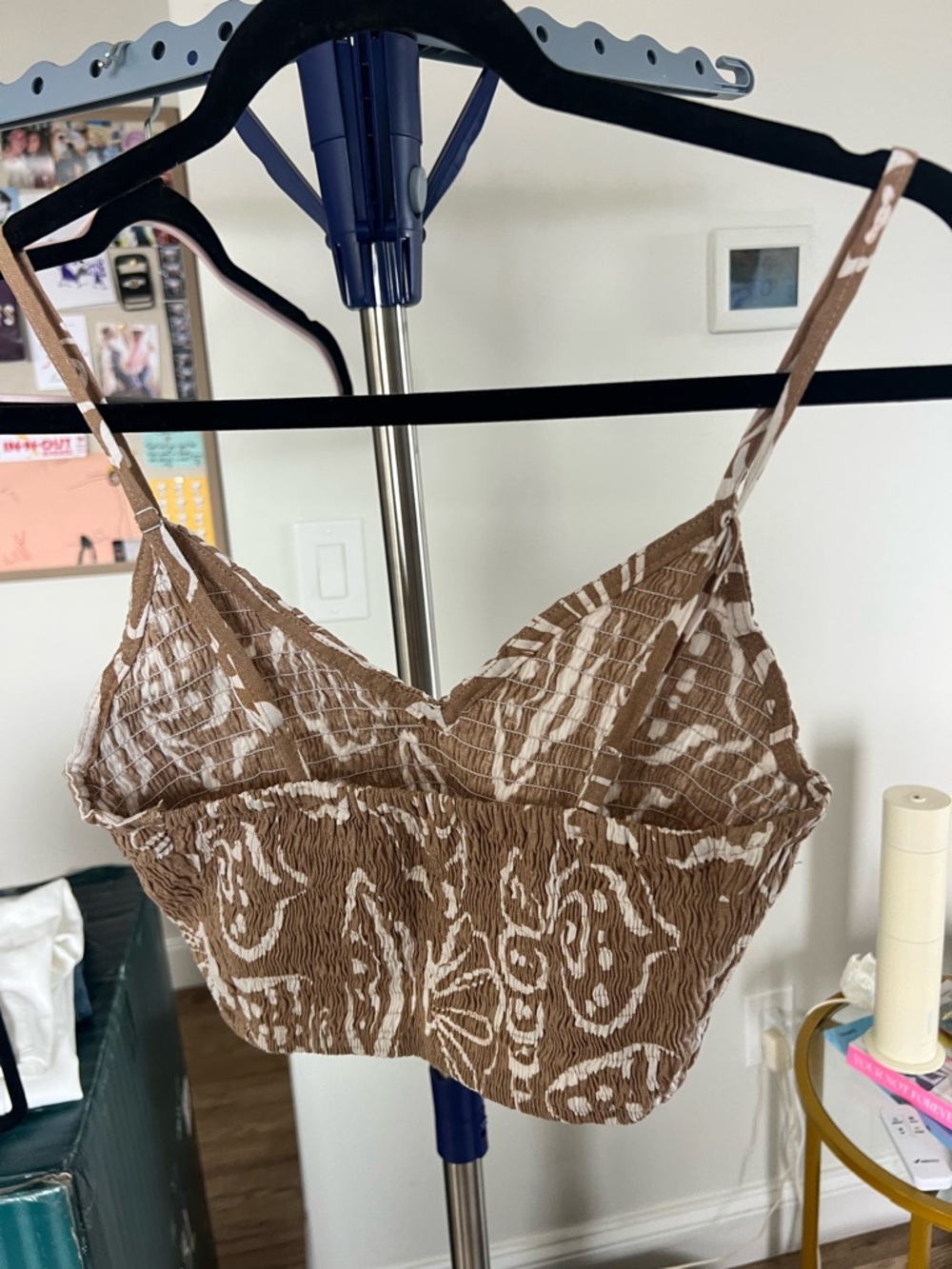 Anthropologie Tan & White Shell-Print Crop Top and Mini Skirt Set - Picture 6 of 8